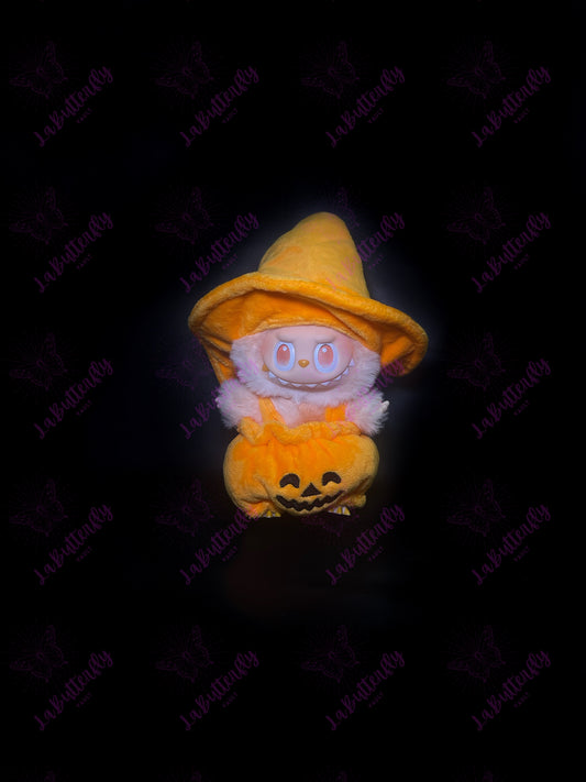 Pumpkin Labubu Costume with Orange Hat (Doll Not Included)