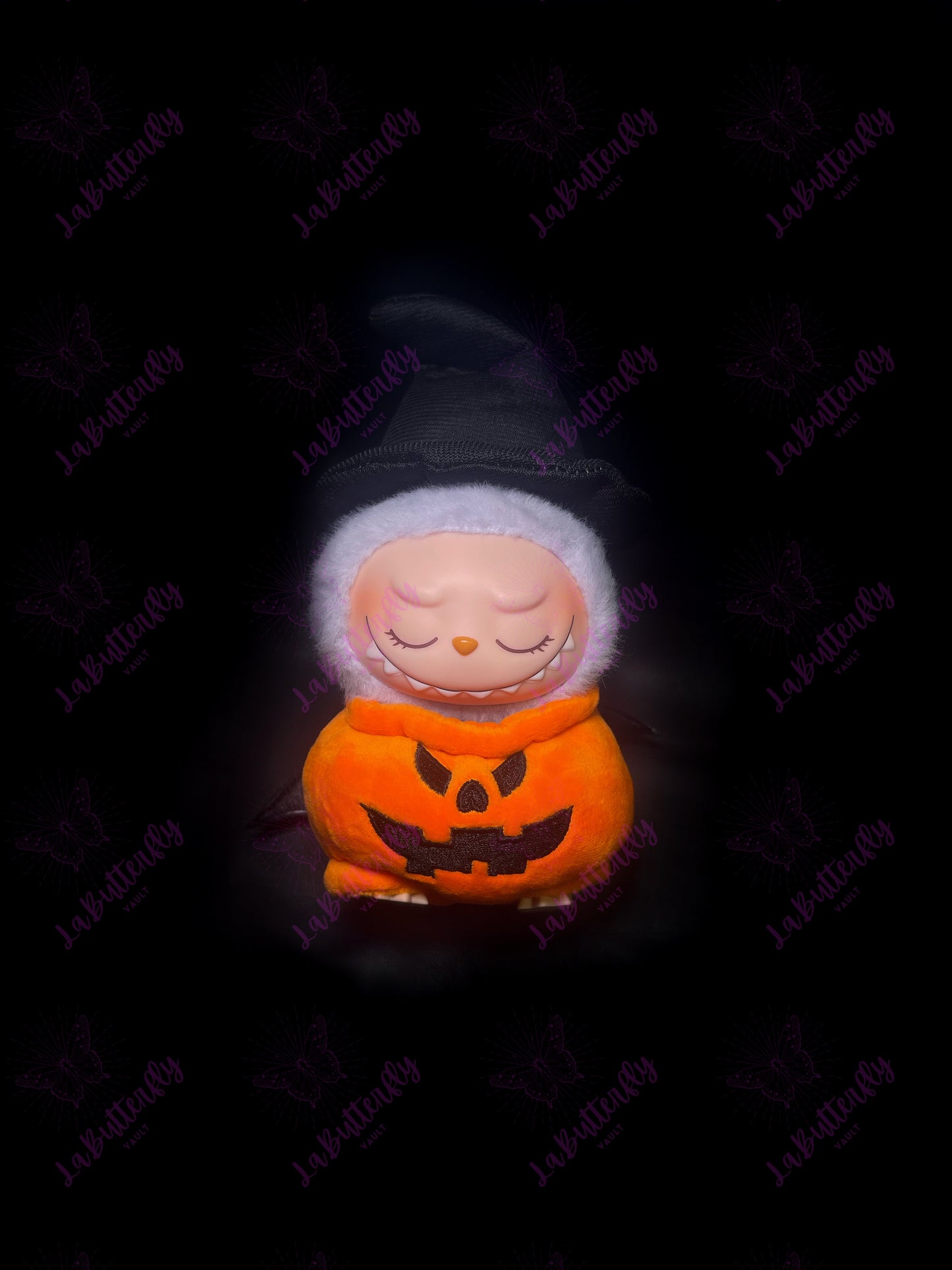 Pumpkin Labubu Costume with Black Hat (Doll Not Included)